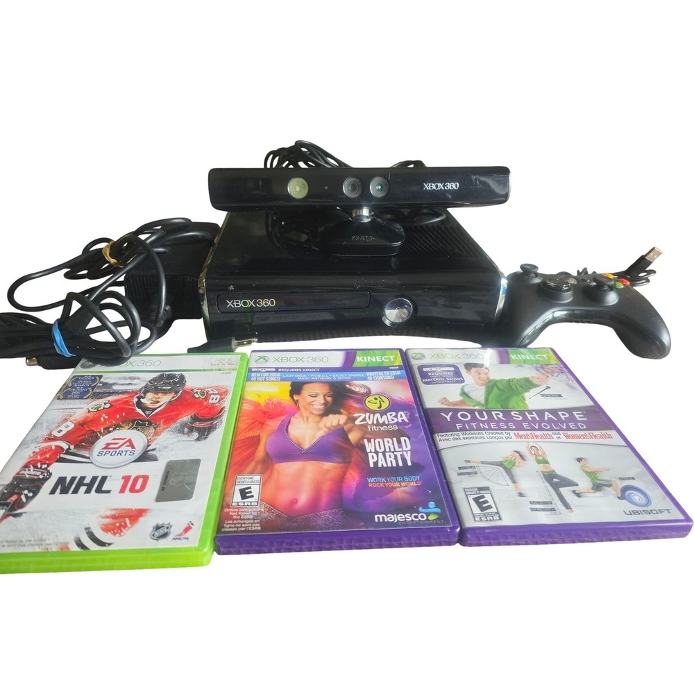 Microsoft Xbox 360 S 250GB Console Bundle Kinect Controller 3 Games Model 1439‎
